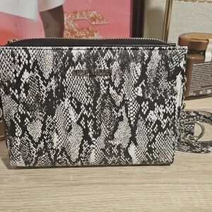 Steve Madden Black and White Snake Print Crossbody Bag